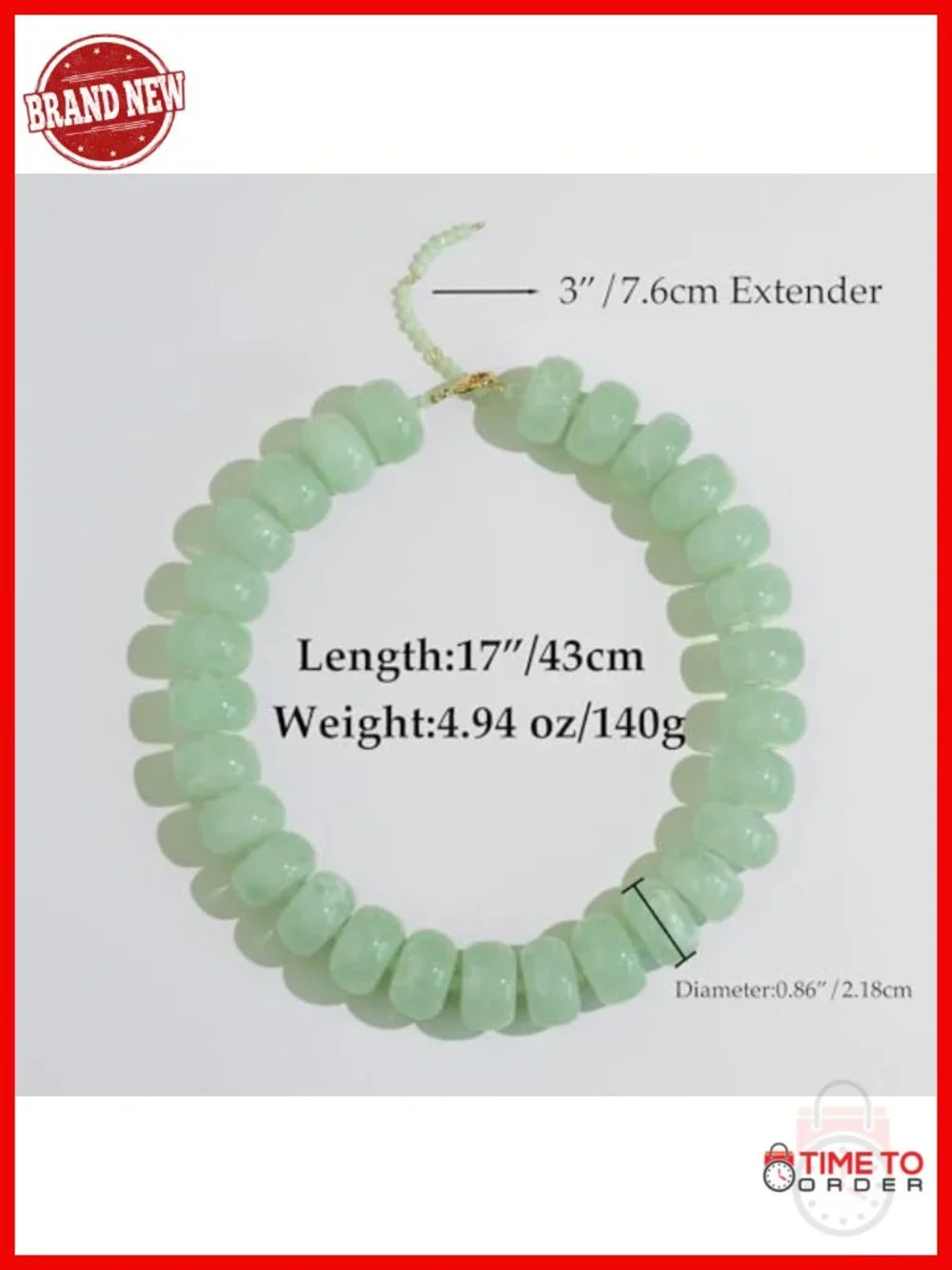 Oversized Resin Beaded Chunky Choker Necklace with 18K Gold Plated Extender